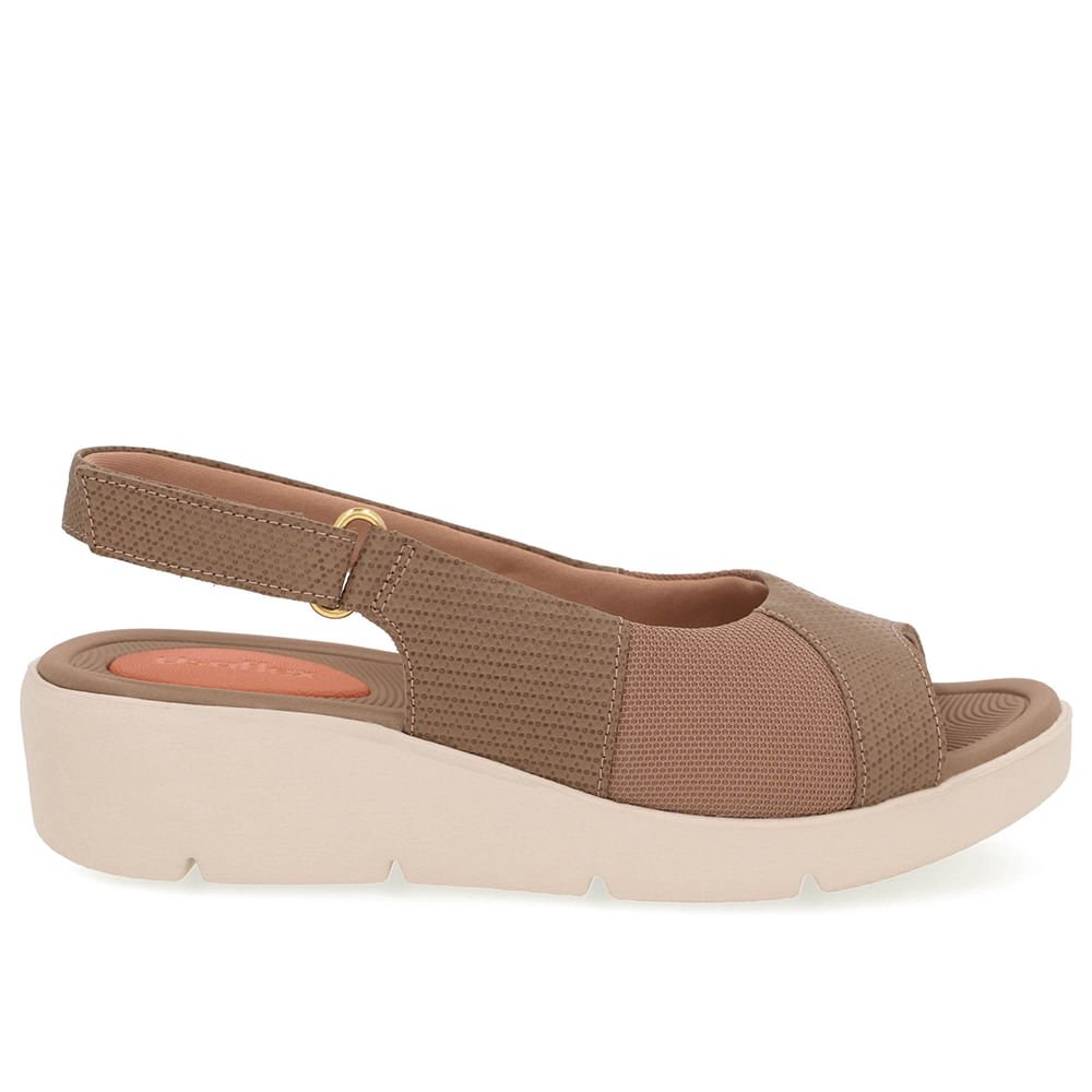 Sandália Couro Marrom Lateral Tecido