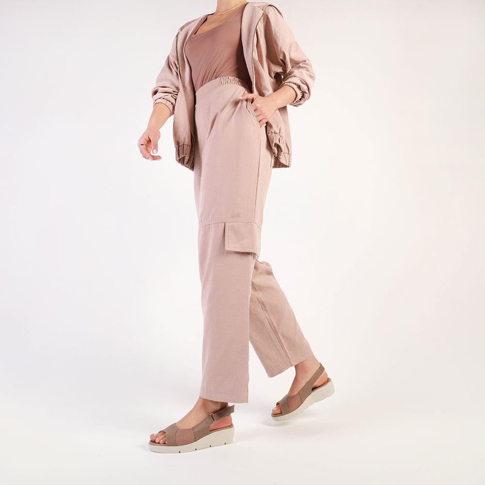 Sandália Couro Marrom Lateral Tecido Marrom 4