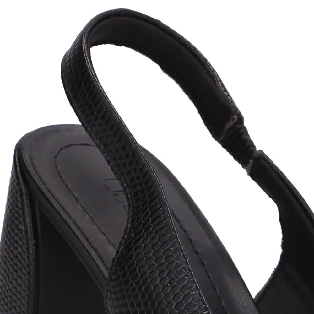 Slingback Preto Bico Redondo Couro Preto 4