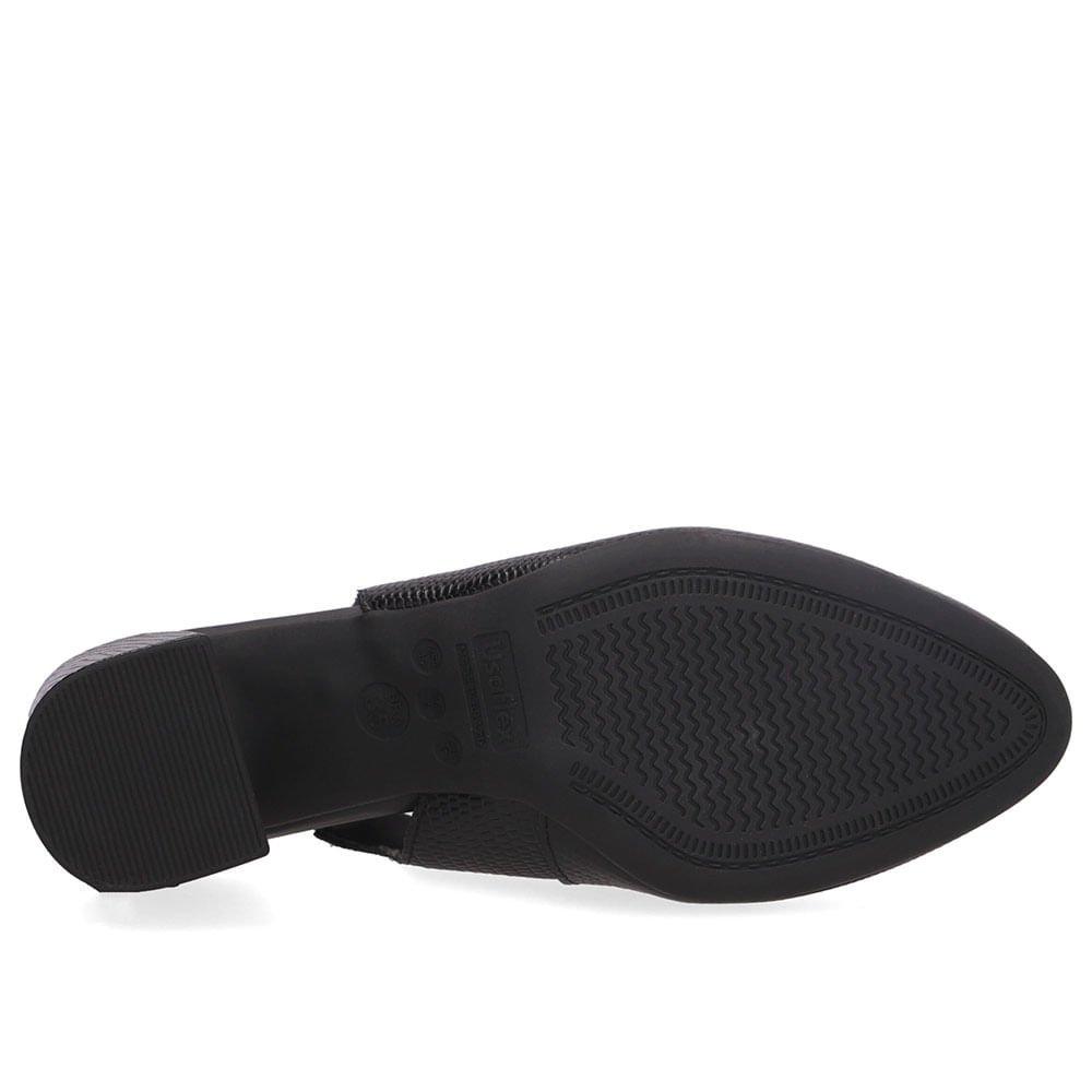 Slingback Preto Bico Redondo Couro Preto 5