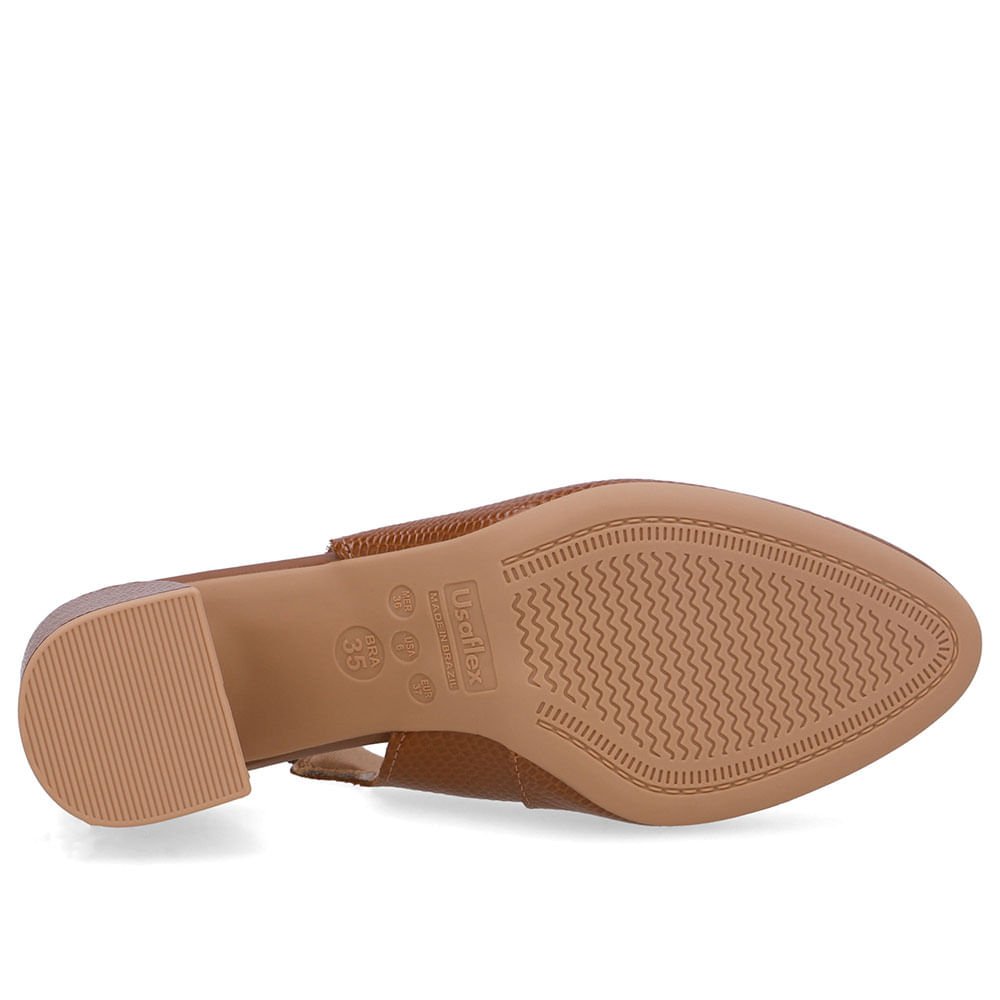Slingback Marrom Bico Redondo Couro Marrom 5