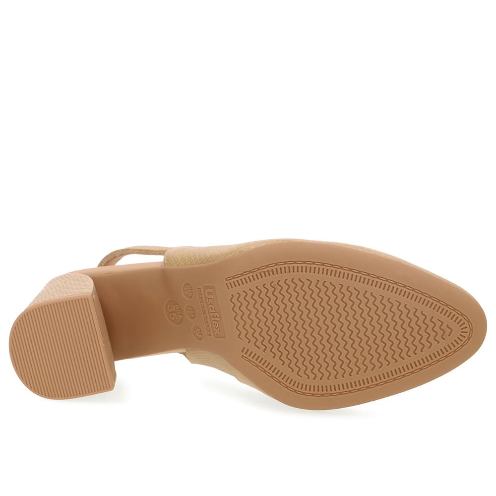 Slingback Bege Bico Redondo Couro Bege 5