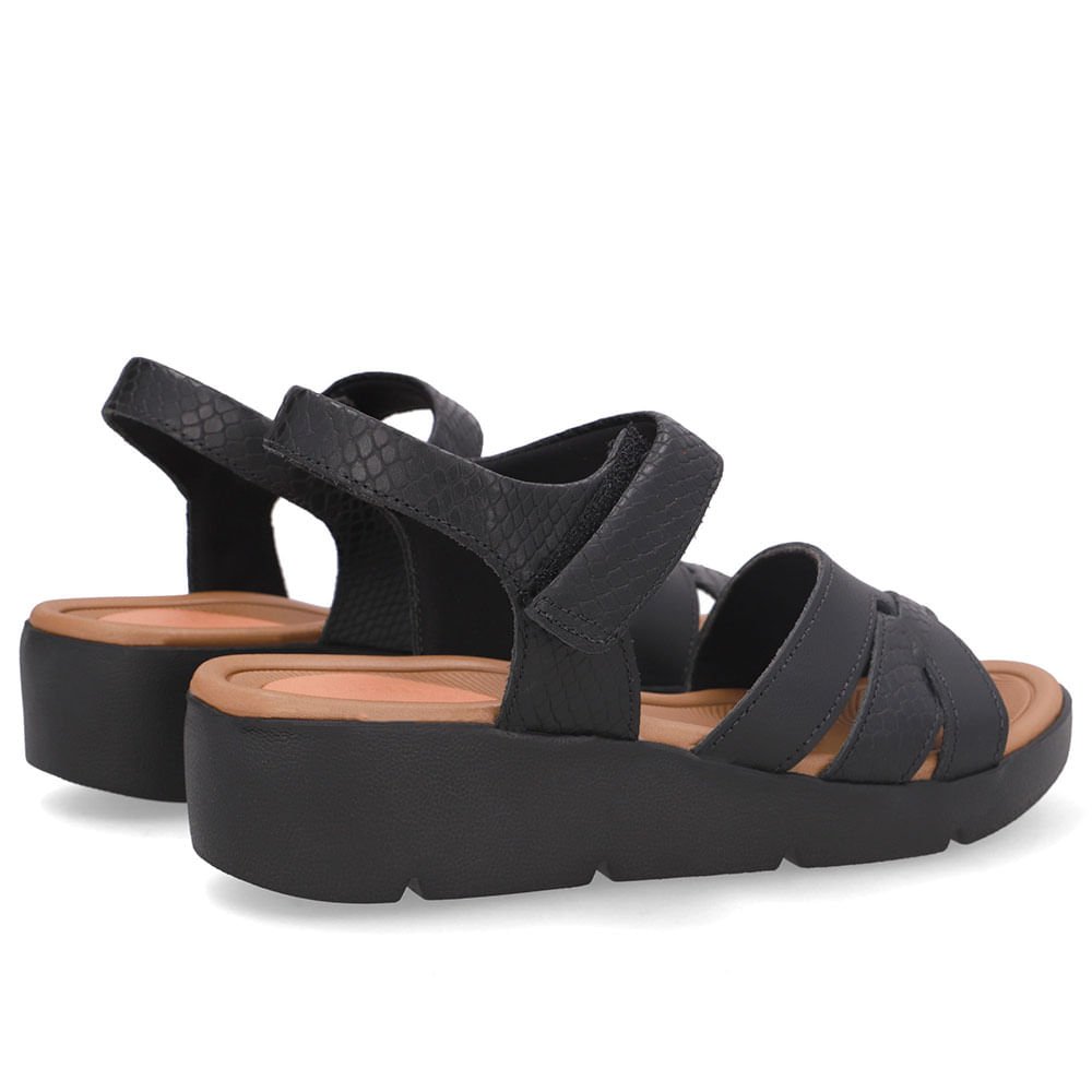 Sandália Couro Preta Fecho-Flex Preto 3