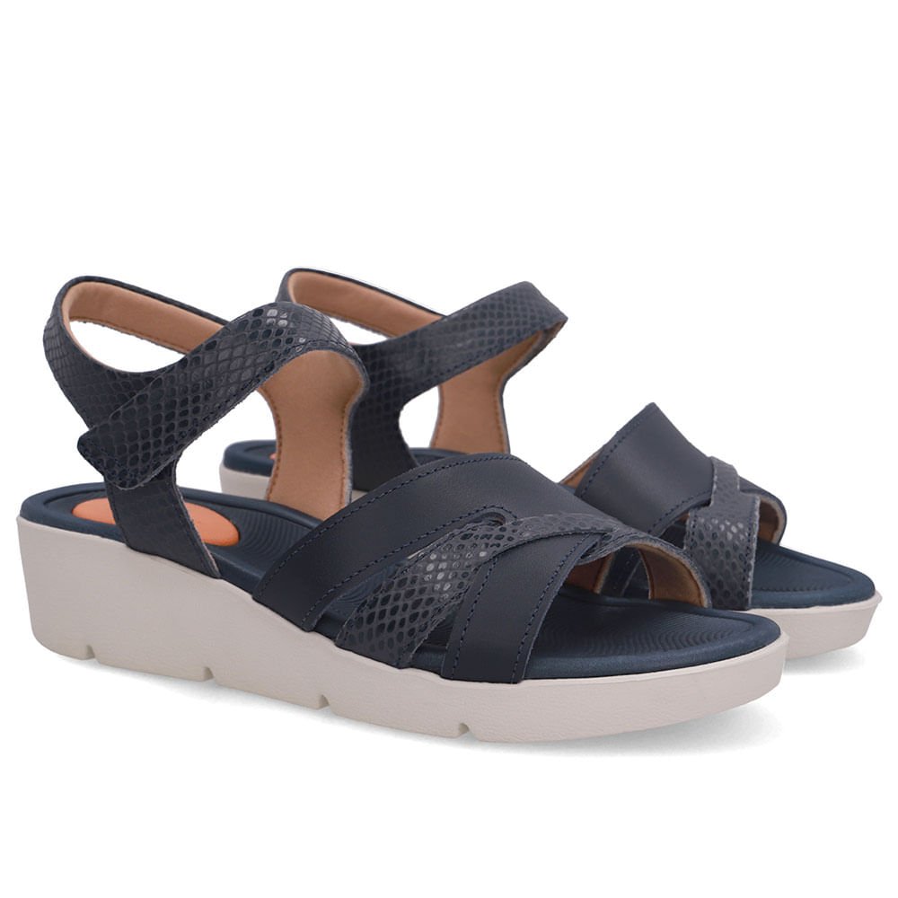 Sandália Couro Azul Fecho-Flex Azul 2