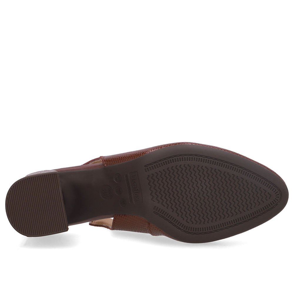 Slingback Vermelho Bico Redondo Couro Marrom 5