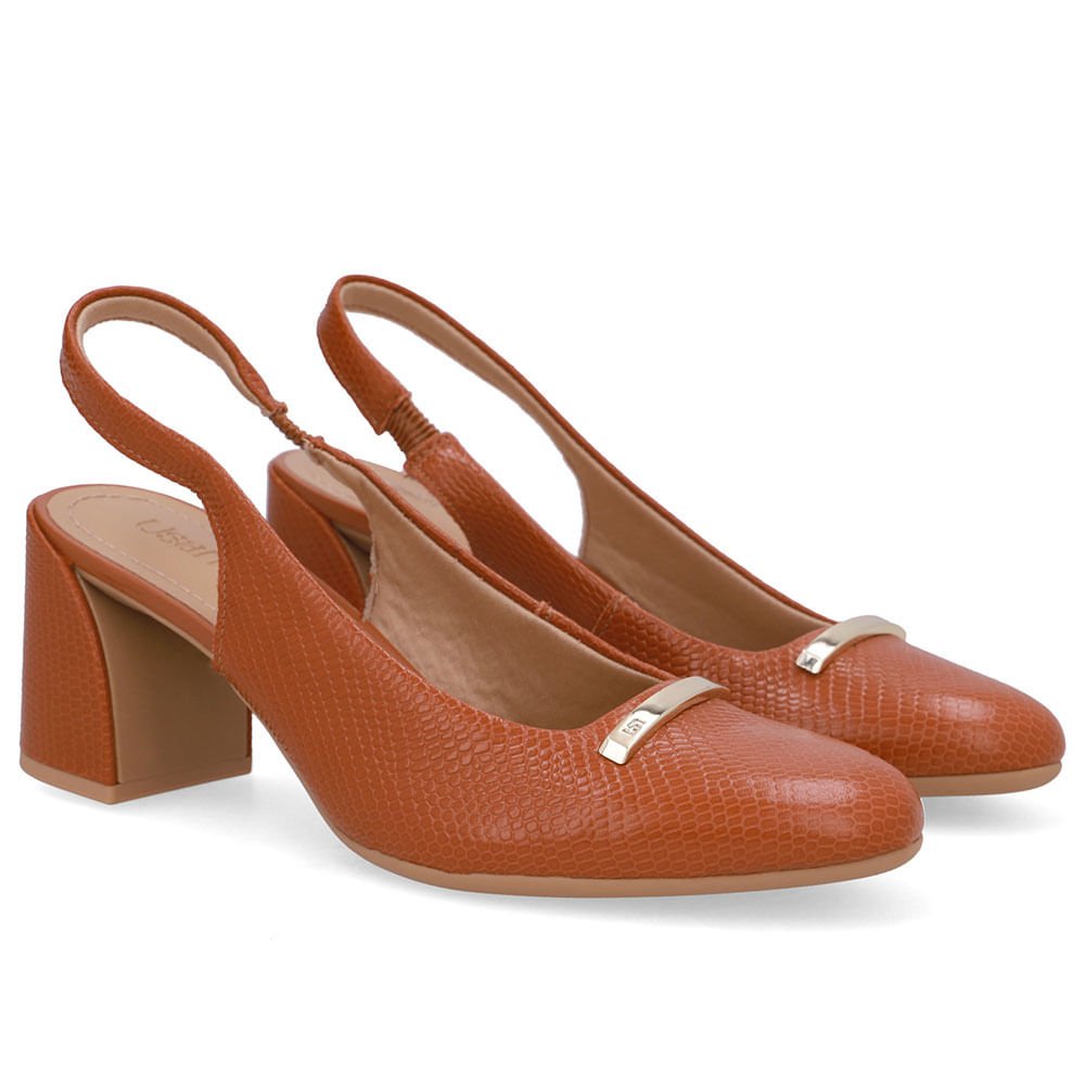 Slingback Marrom Bico Redondo Couro Marrom 2