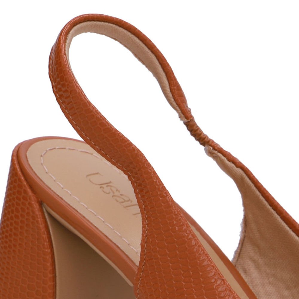 Slingback Marrom Bico Redondo Couro Marrom 4