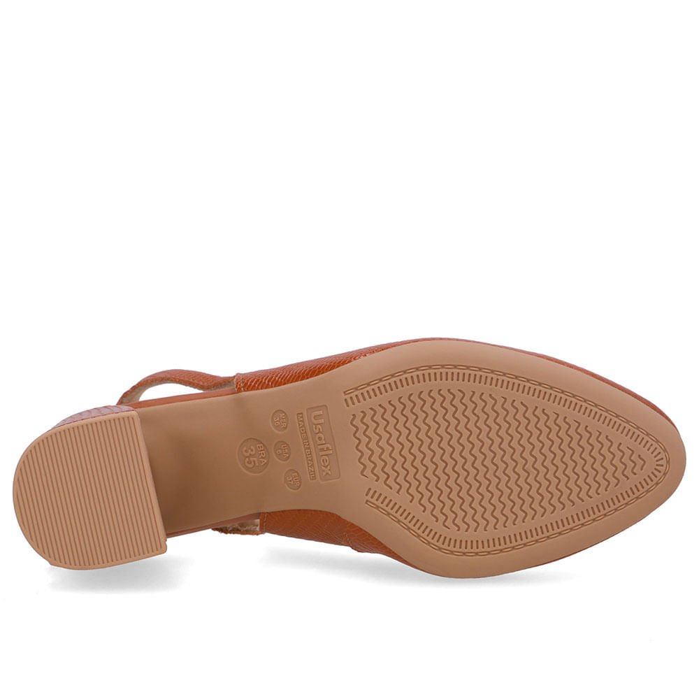 Slingback Marrom Bico Redondo Couro Marrom 5