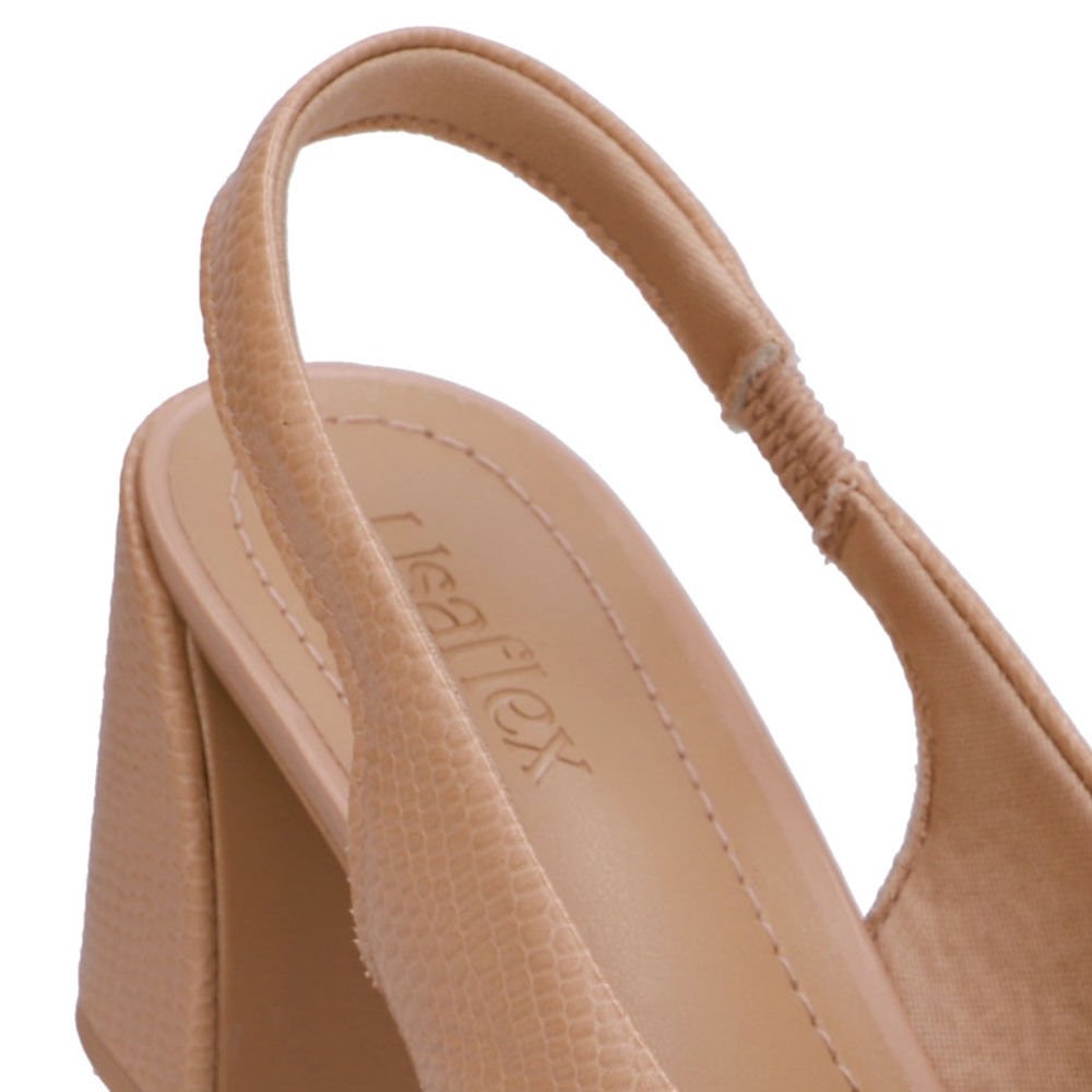 Slingback Bege Bico Redondo Couro Bege 4