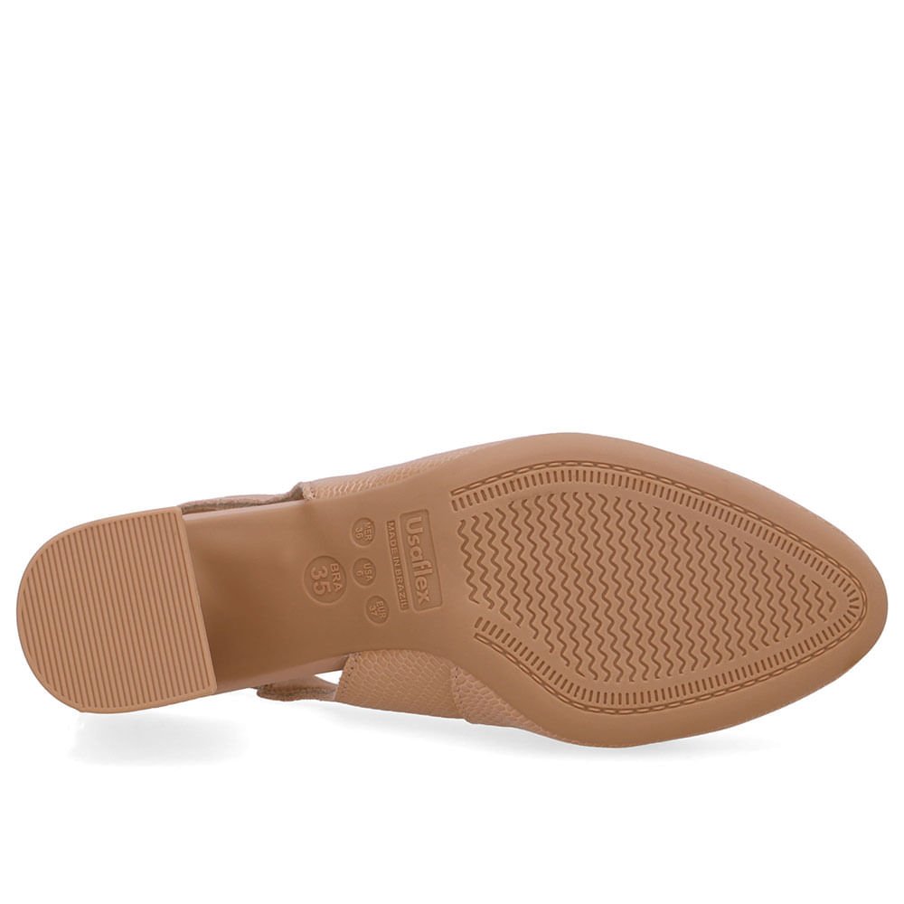 Slingback Bege Bico Redondo Couro Bege 5