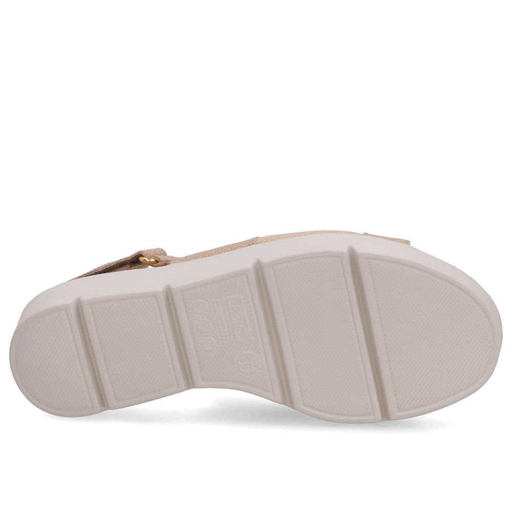 Sandália Couro Bege Lateral Tecido Bege 5