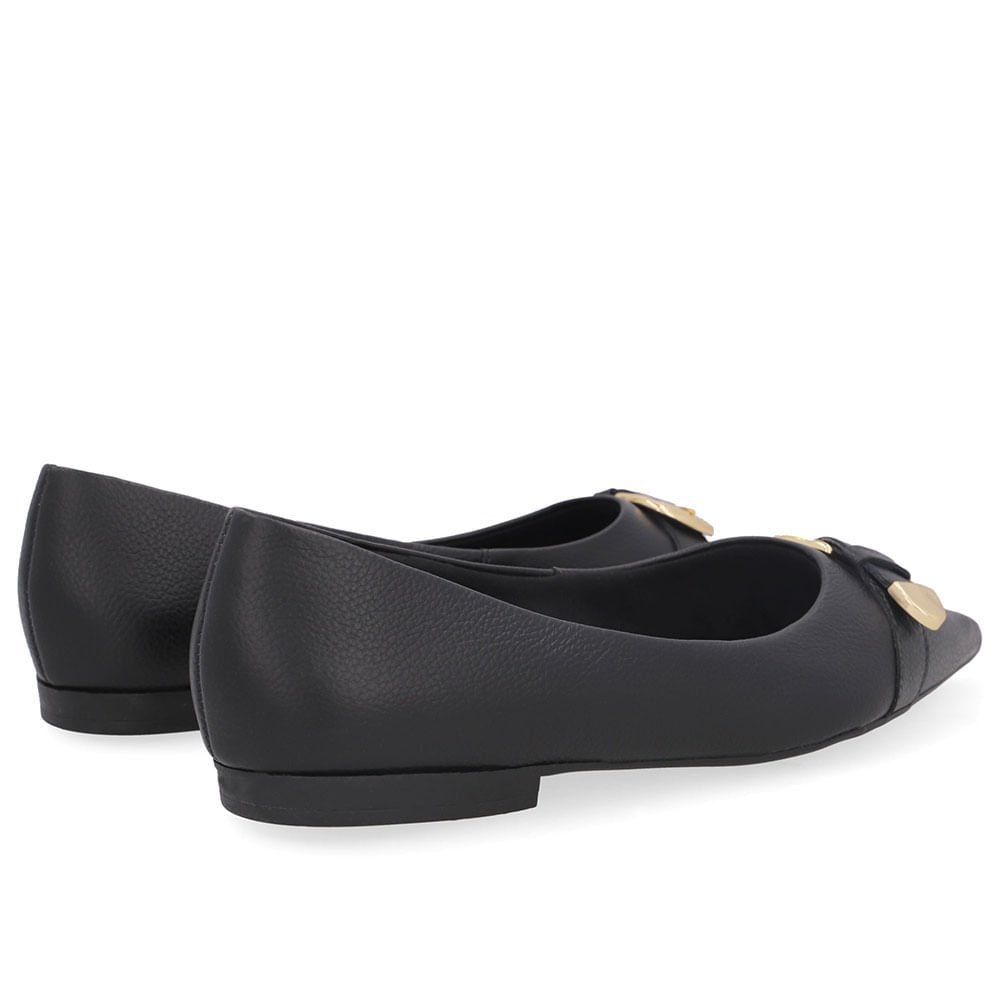 Sapatilha Preta Couro Fivela Preto 3