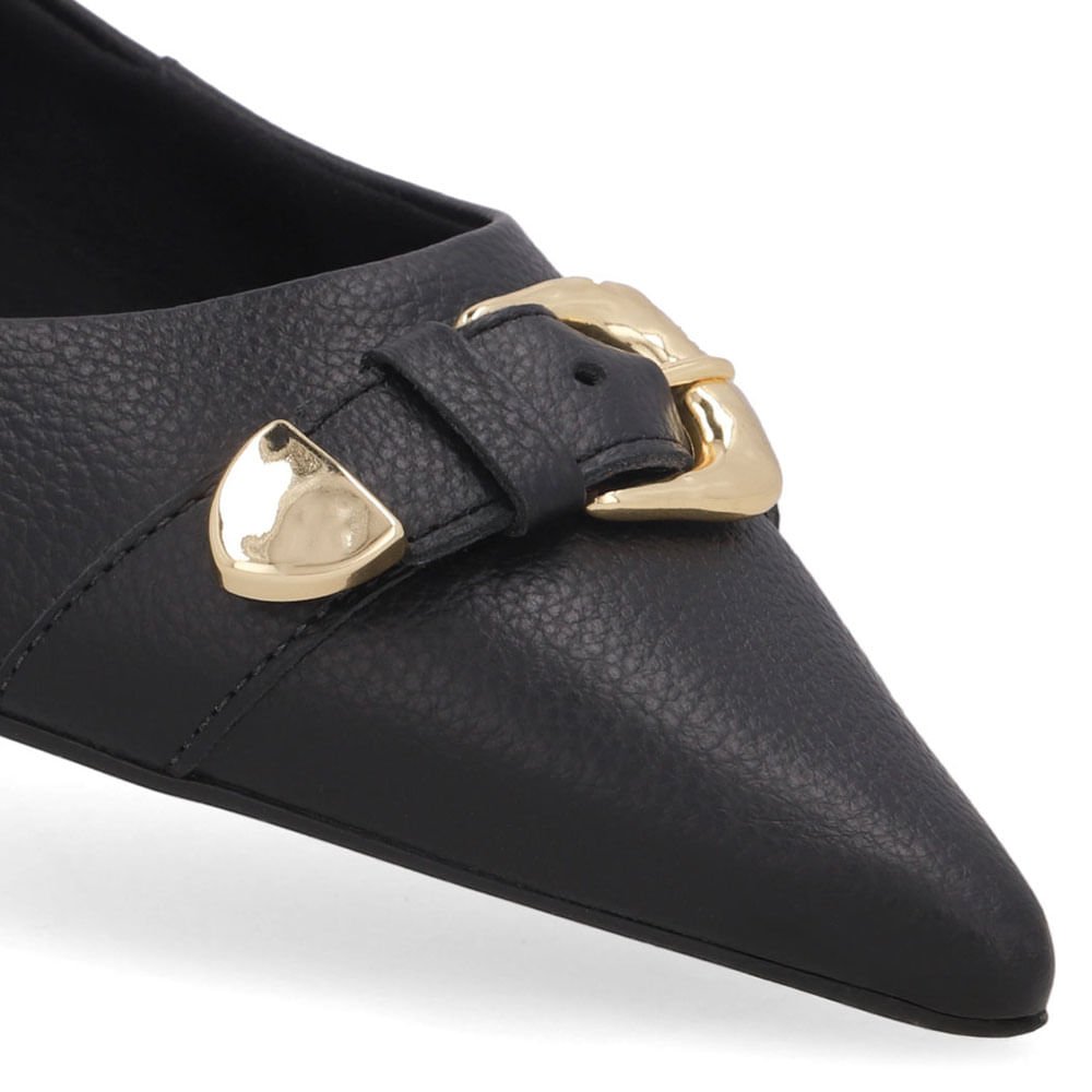 Sapatilha Preta Couro Fivela Preto 4