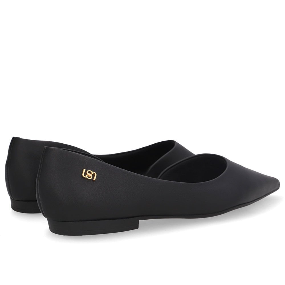 Sapatilha Preta Couro Recorte Lateral Preto 3