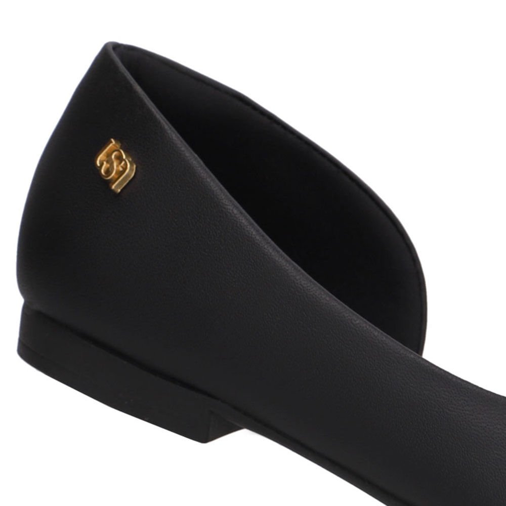 Sapatilha Preta Couro Recorte Lateral Preto 4