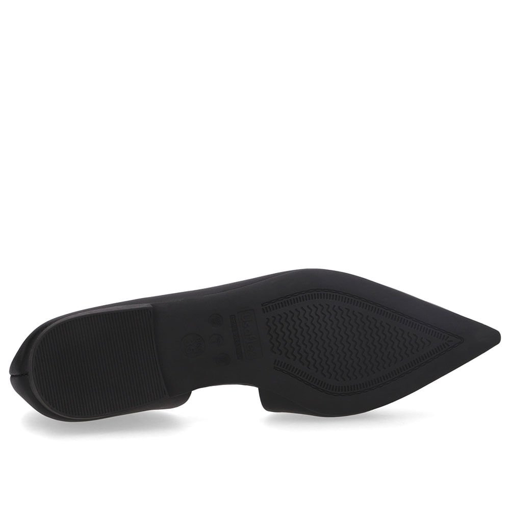 Sapatilha Preta Couro Recorte Lateral Preto 5