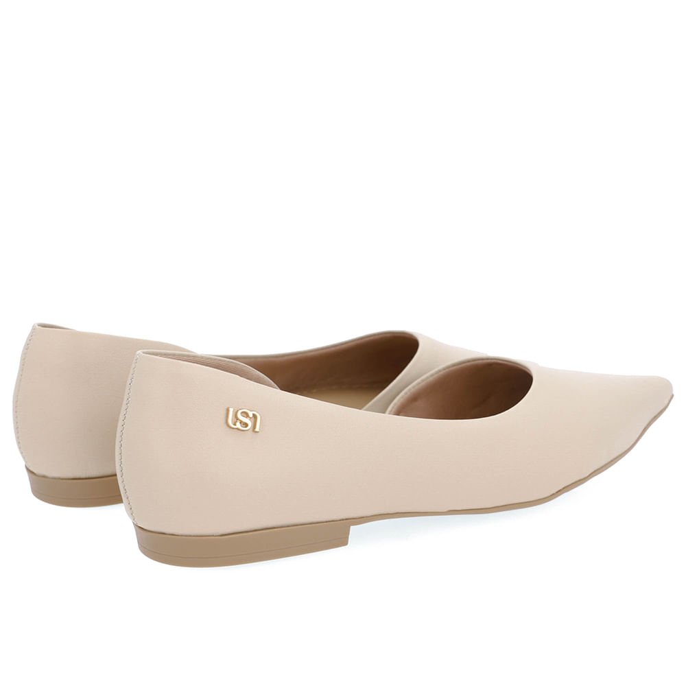 Sapatilha Bege Couro Recorte Lateral Bege 3