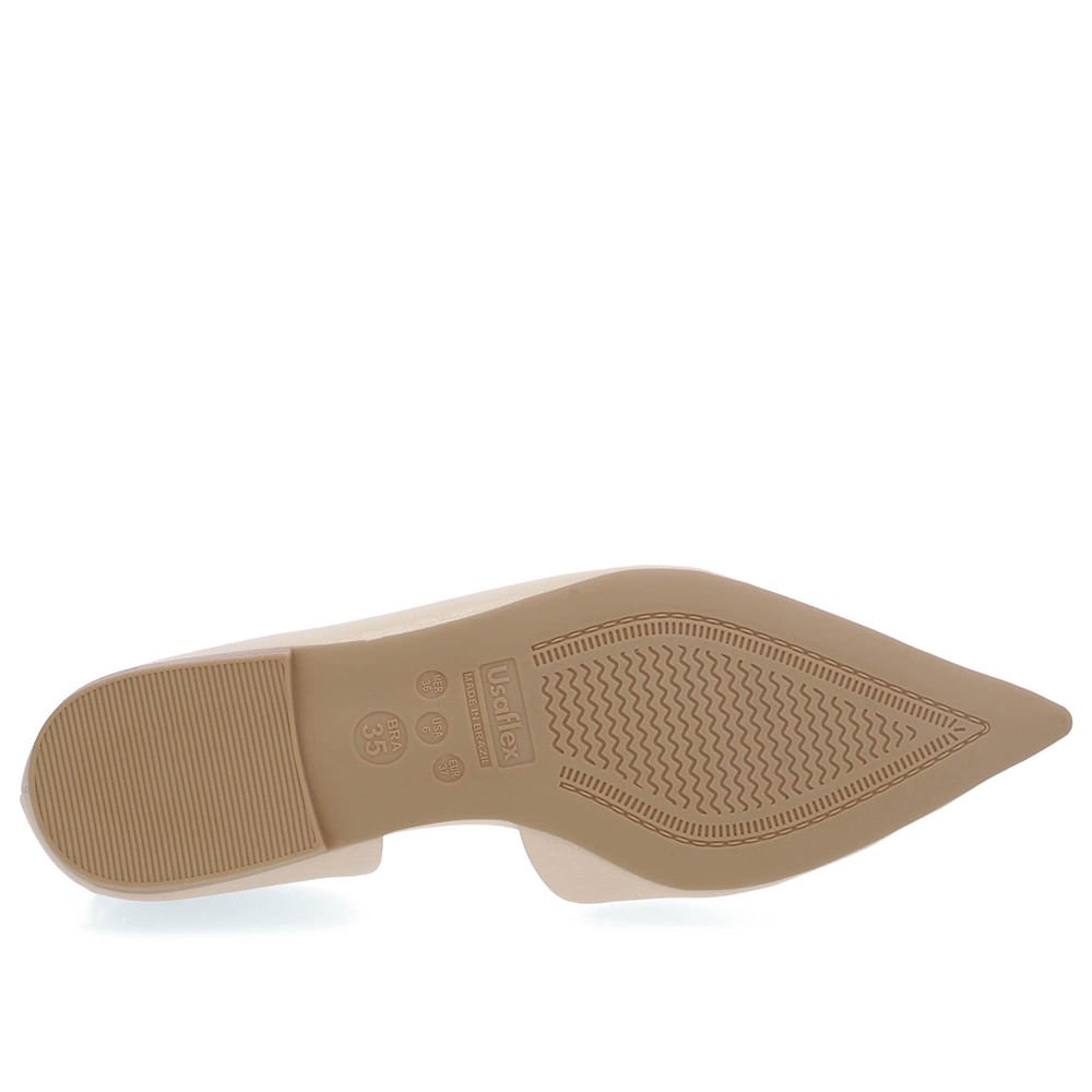 Sapatilha Bege Couro Recorte Lateral Bege 5
