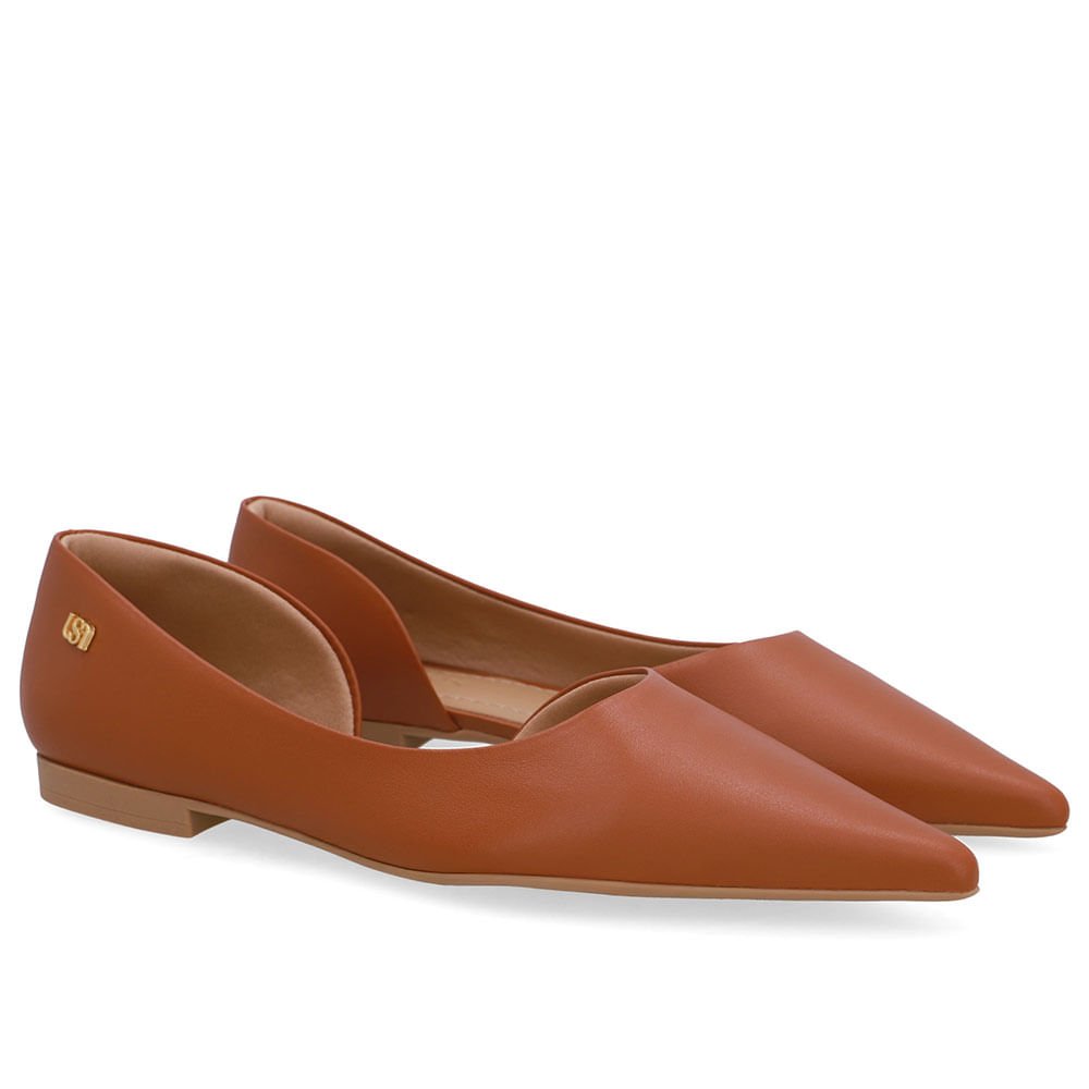 Sapatilha Marrom Couro Recorte Lateral Marrom 2