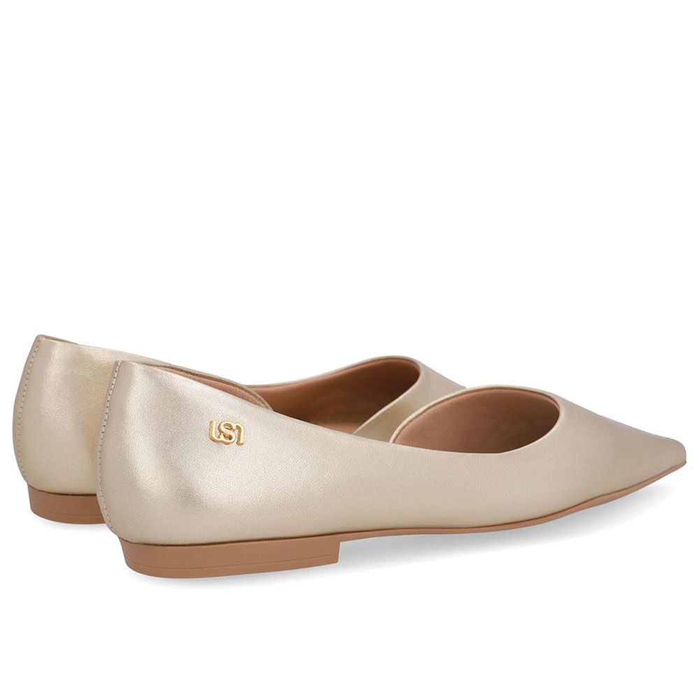 Sapatilha Dourada Couro Recorte Lateral Dourado 3