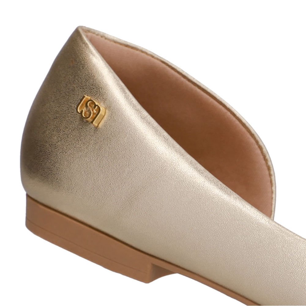 Sapatilha Dourada Couro Recorte Lateral Dourado 4