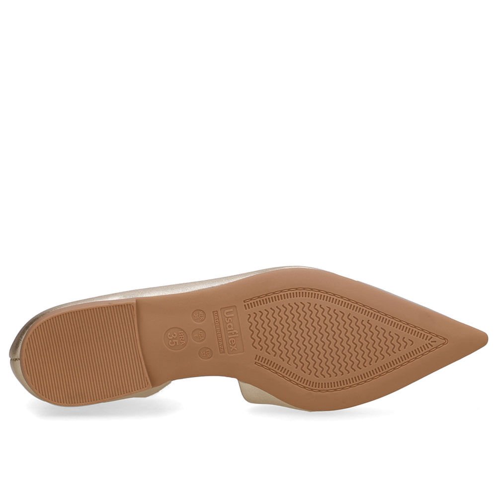 Sapatilha Dourada Couro Recorte Lateral Dourado 5