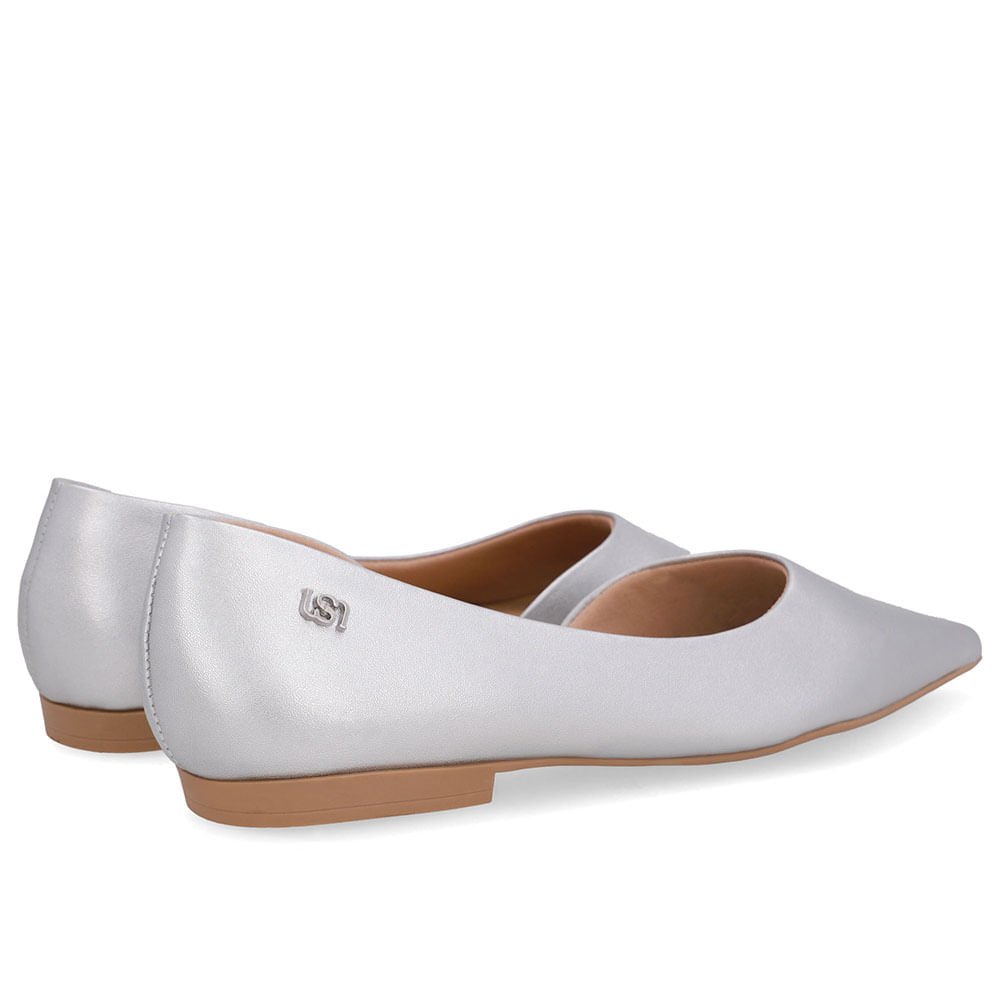 Sapatilha Prata Couro Recorte Lateral Prata 3