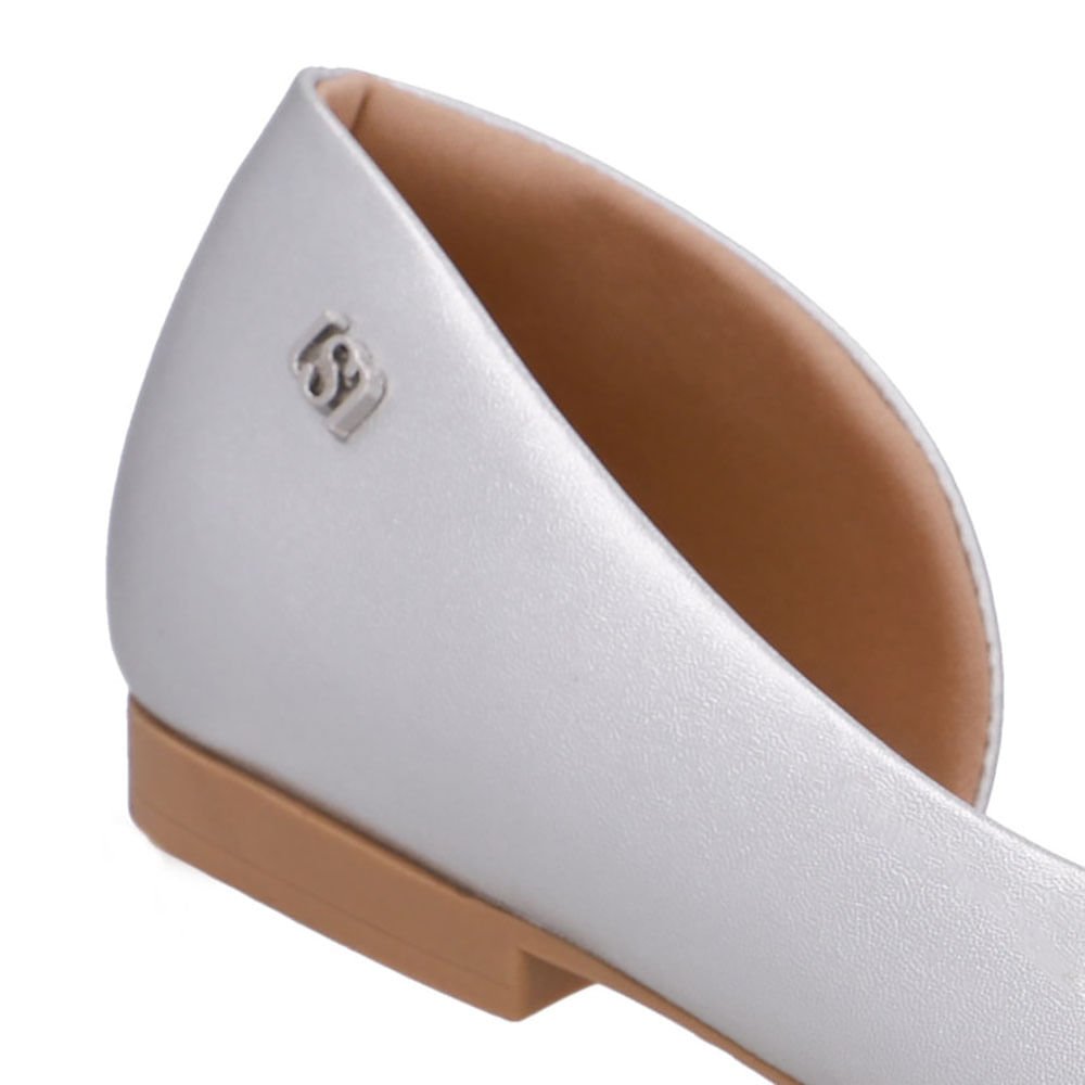 Sapatilha Prata Couro Recorte Lateral Prata 4