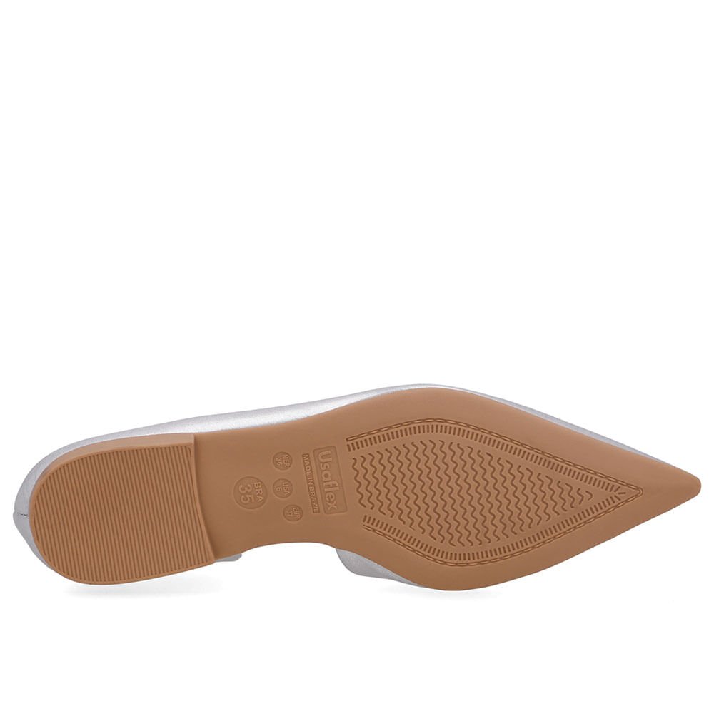 Sapatilha Prata Couro Recorte Lateral Prata 5