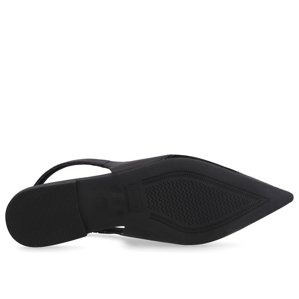 Slingback Preto Bico Fino Couro Preto 5