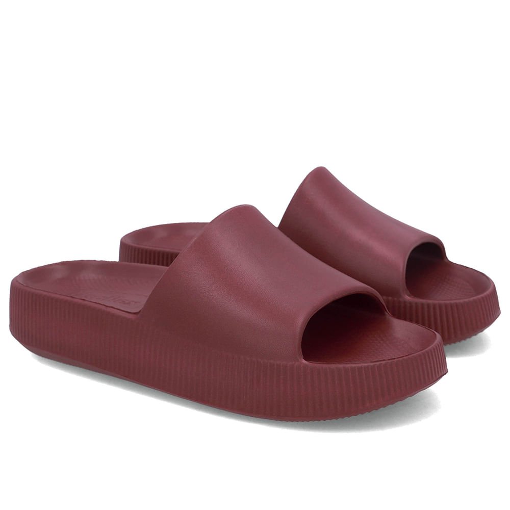 Chinelo Slide Vermelho Poofy Salto Plataforma Eva Vinho 2