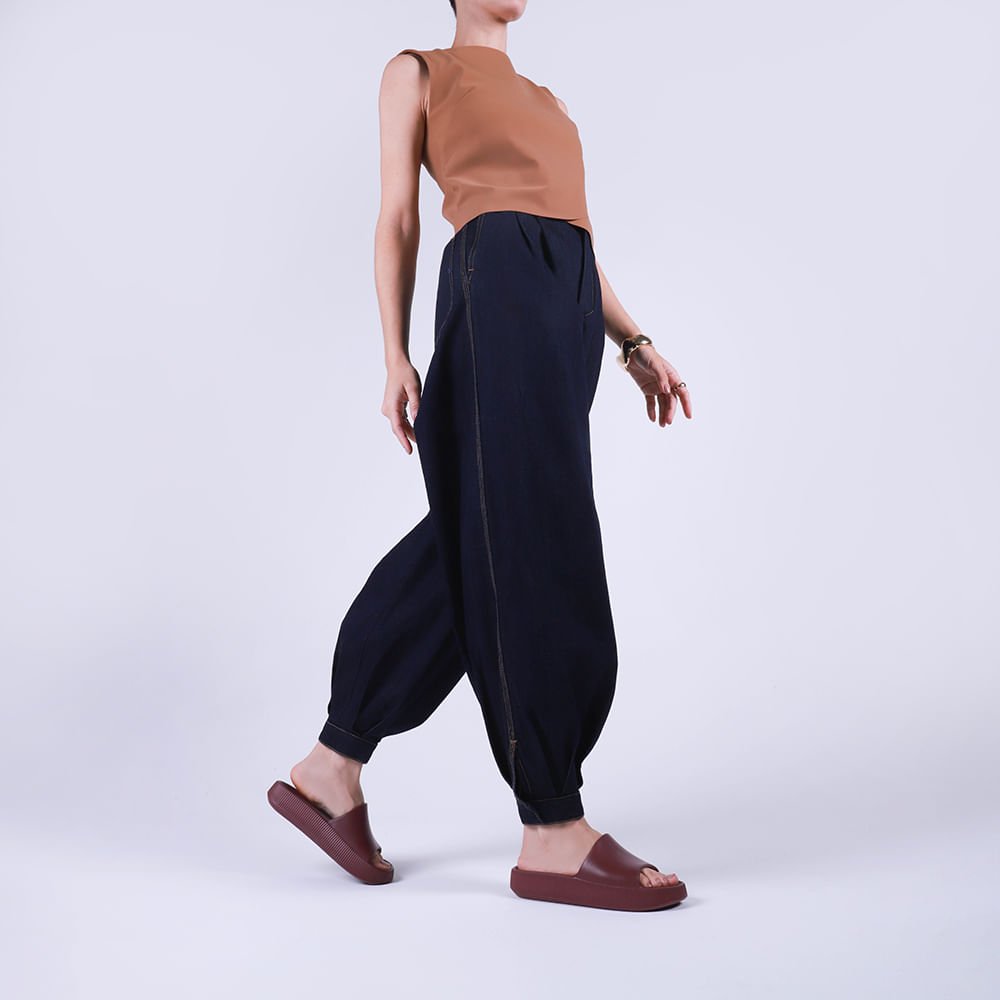 Chinelo Slide Vermelho Poofy Salto Plataforma Eva Vinho 4