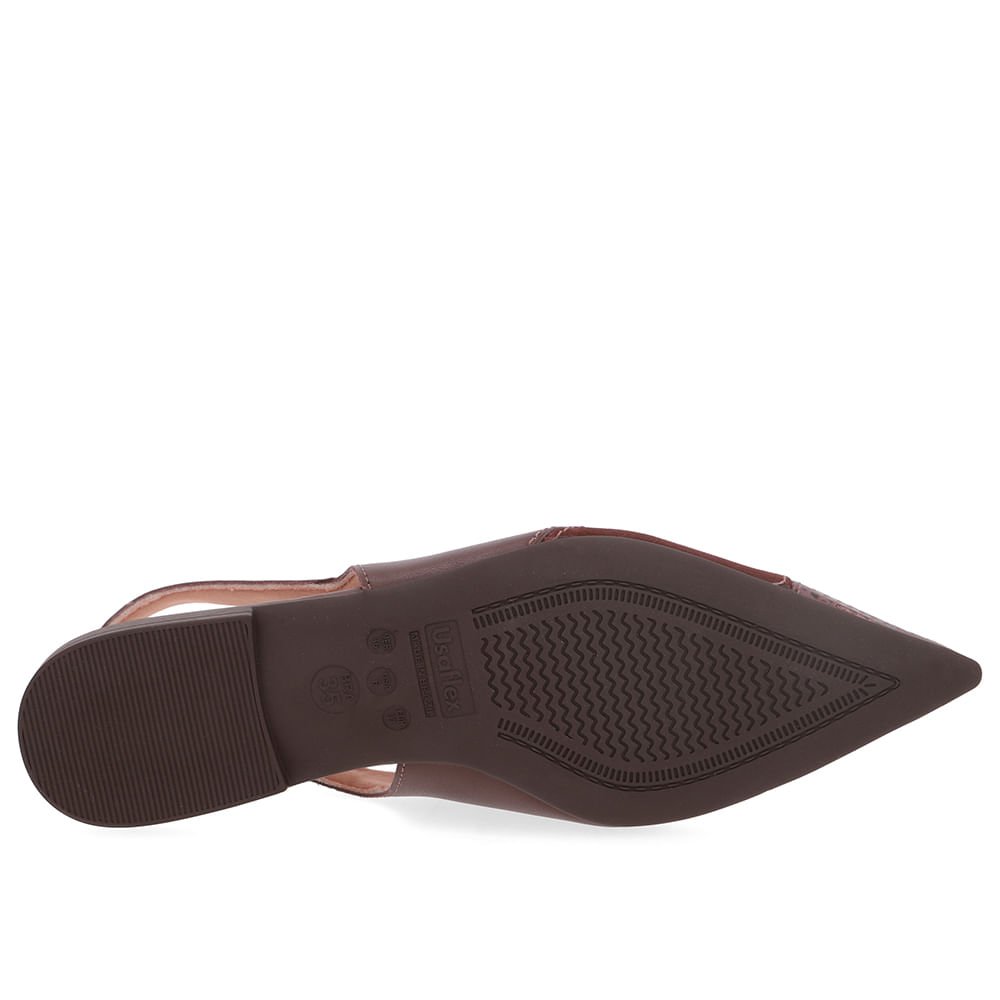 Slingback Marrom Bico Fino Couro Marrom 5