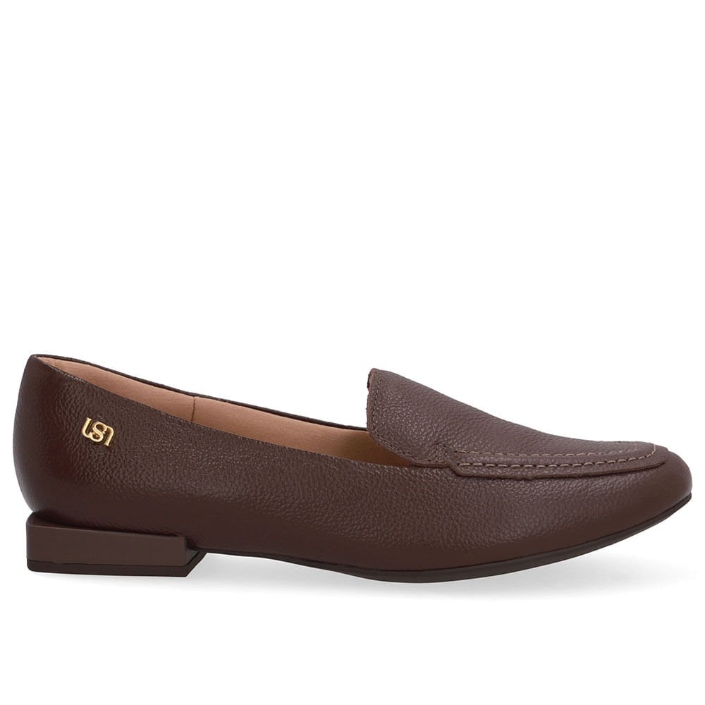 Loafer Marrom Couro Salto Bloco