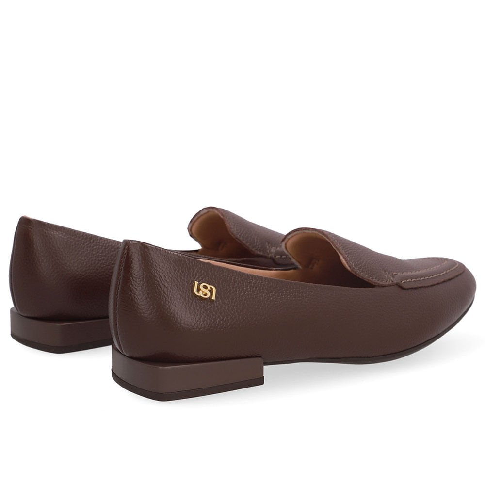 Loafer Marrom Couro Salto Bloco Marrom 3