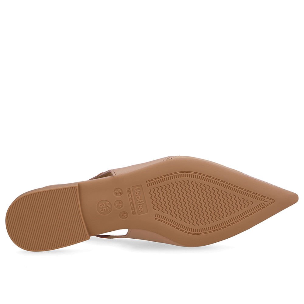 Slingback Bege Bico Fino Couro Bege 5