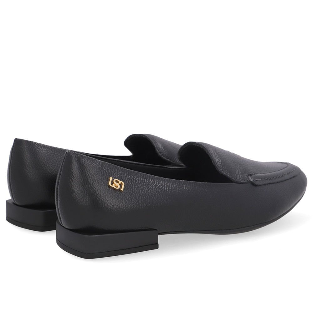 Loafer Preto Couro Salto Bloco Preto 3