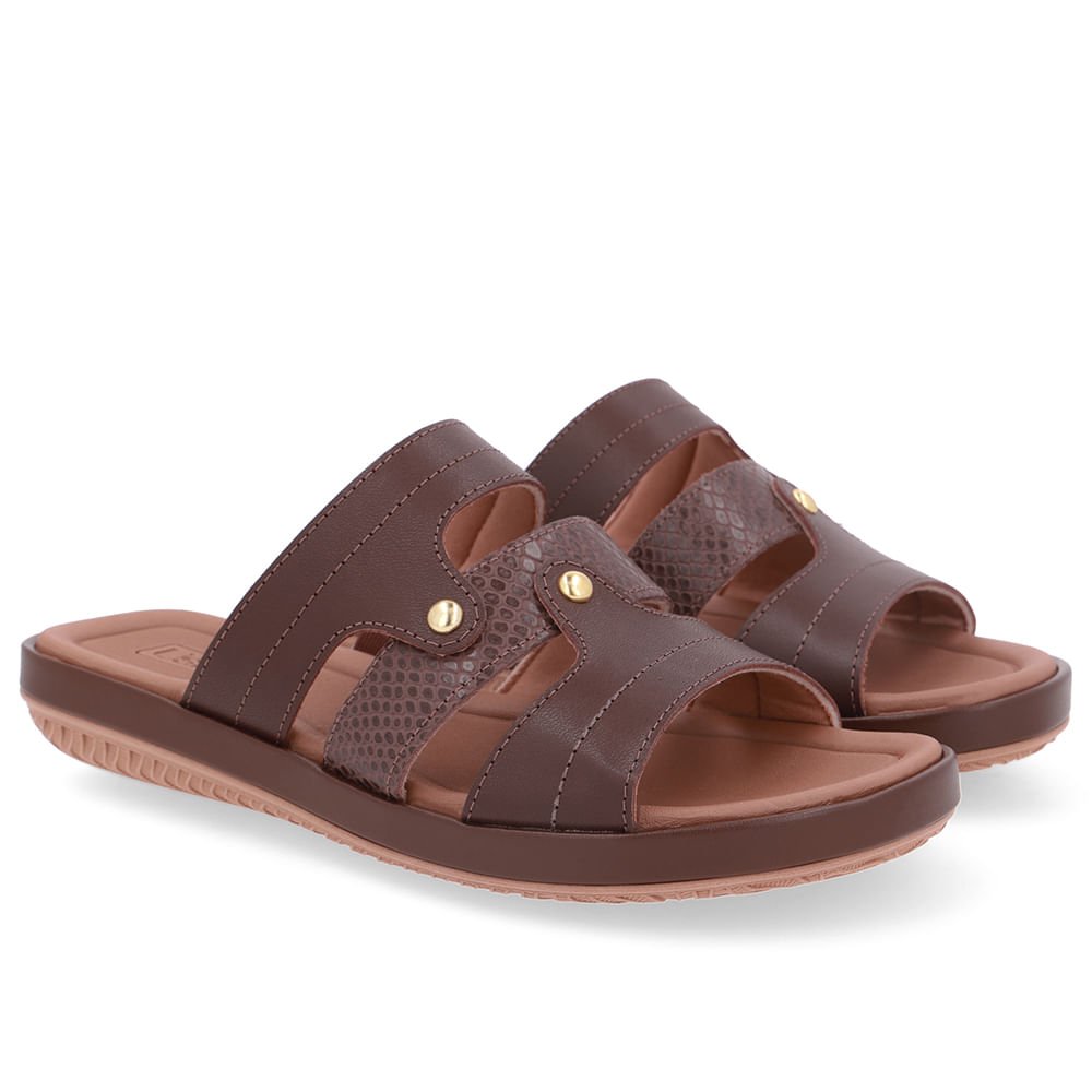 Tamanco Salto Baixo Couro Marrom Marrom 2