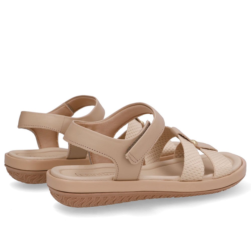 Sandália Bico Redondo Couro Bege Bege 3