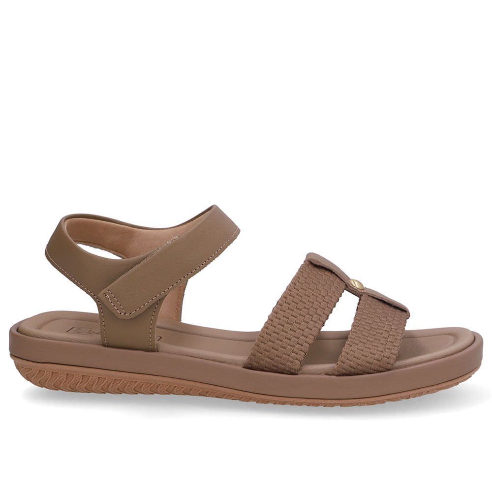 Sandália Bico Redondo Couro Marrom