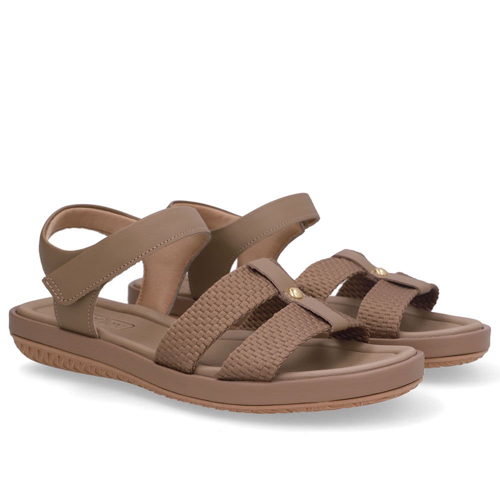 Sandália Bico Redondo Couro Marrom Marrom 2