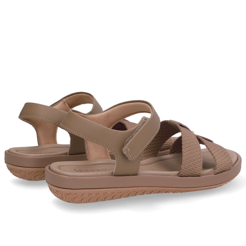 Sandália Bico Redondo Couro Marrom Marrom 3