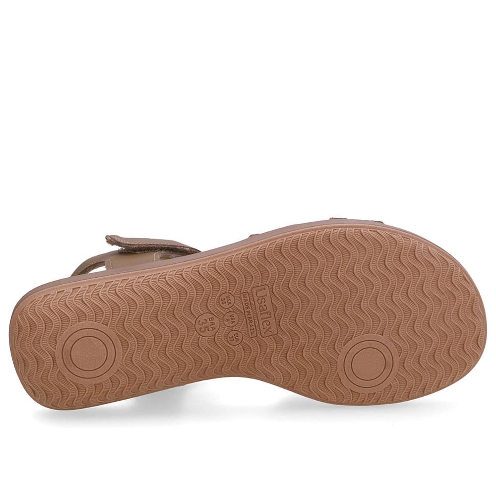 Sandália Bico Redondo Couro Marrom Marrom 5