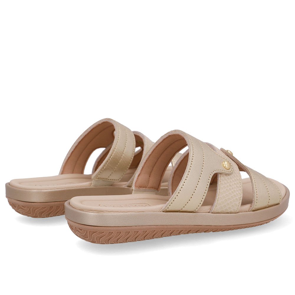 Tamanco Salto Baixo Couro Dourado Dourado 3