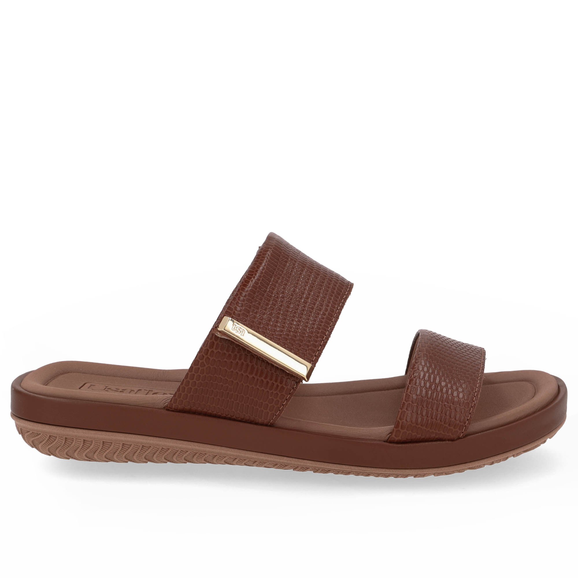 Tamanco Couro Marrom Bico Redondo