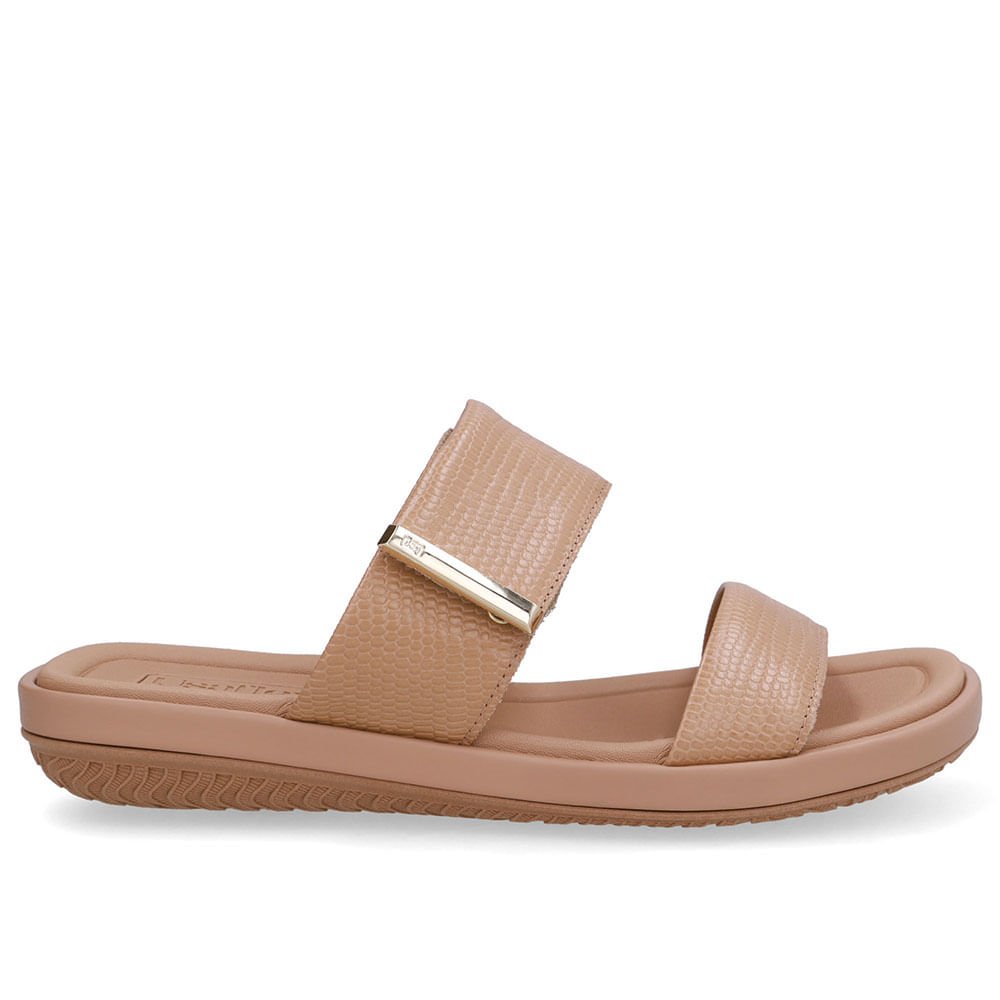 Tamanco Couro Bege Bico Redondo