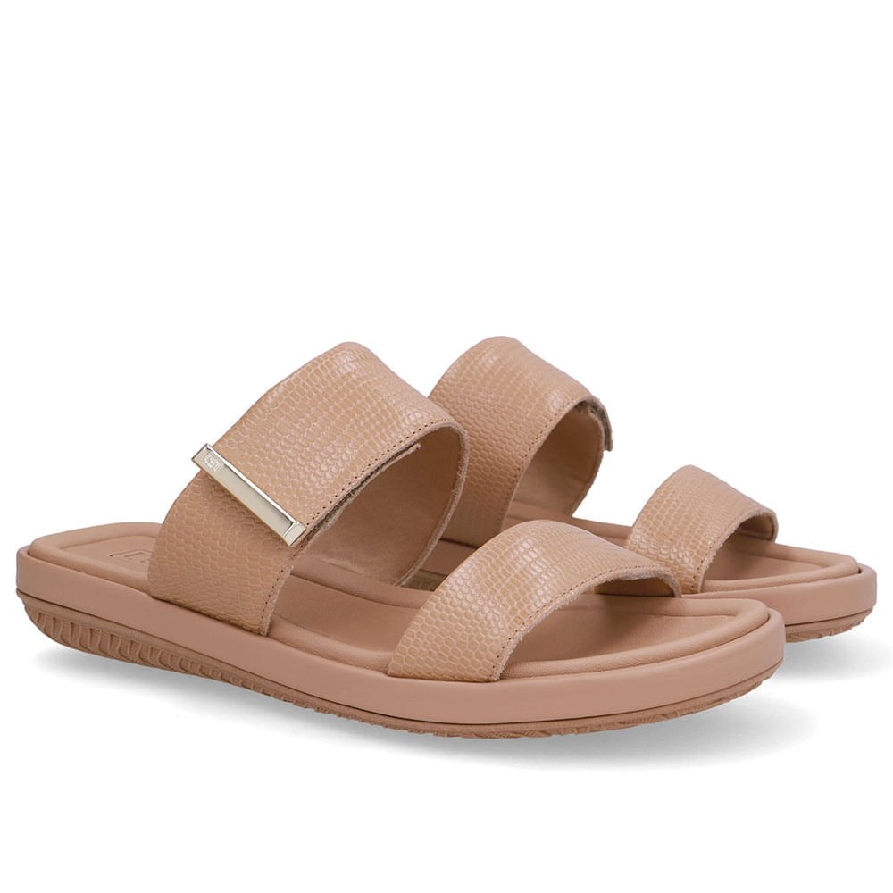 Tamanco Couro Bege Bico Redondo Bege 2