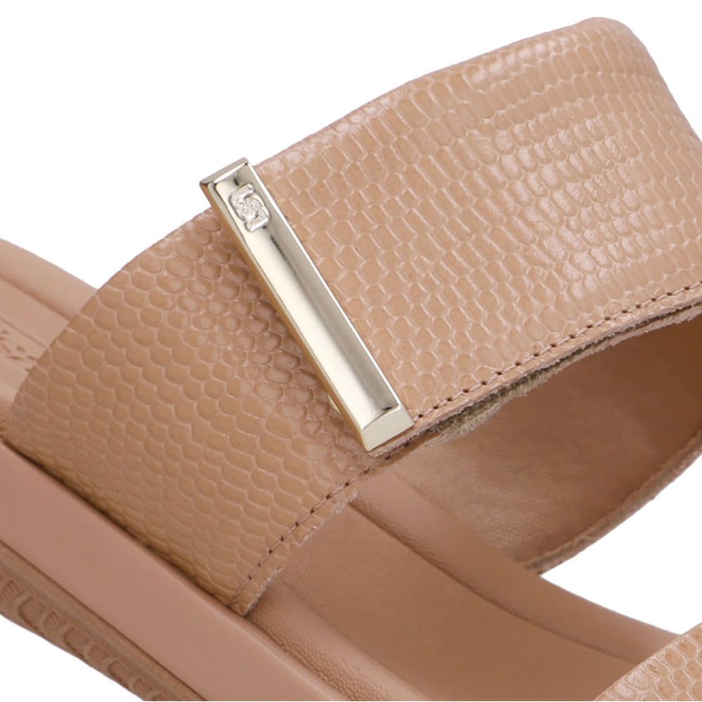 Tamanco Couro Bege Bico Redondo Bege 4