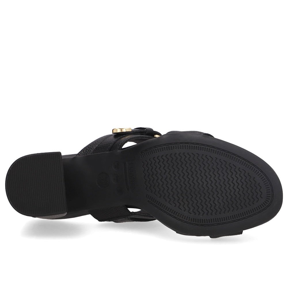 Tamanco Couro Preto Salto Bloco Fivela Preto 5