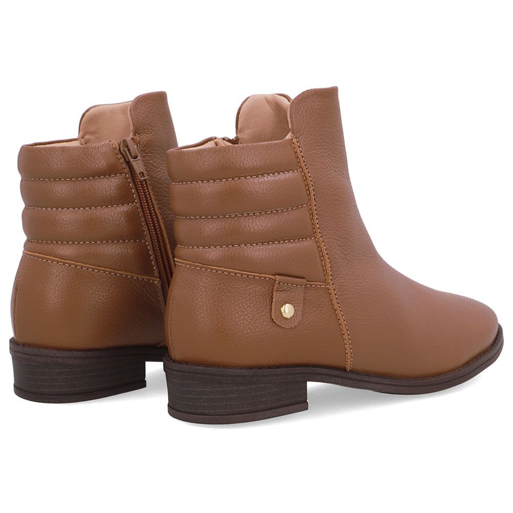 Bota Salto Bloco Marrom Couro Costura Marrom 3